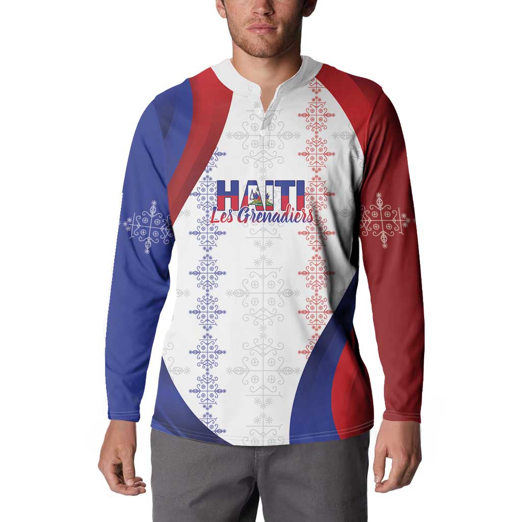 Haiti Football Les Grenadiers Personalized Button Sweatshirt Voodoo Veve Papa Legba - Wonder Print Shop