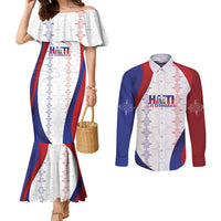 Haiti Football Les Grenadiers Personalized Couples Matching Mermaid Dress and Long Sleeve Button Shirt Voodoo Veve Papa Legba - Wonder Print Shop