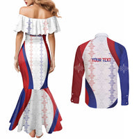 Haiti Football Les Grenadiers Personalized Couples Matching Mermaid Dress and Long Sleeve Button Shirt Voodoo Veve Papa Legba - Wonder Print Shop