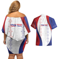 Haiti Football Les Grenadiers Personalized Couples Matching Off Shoulder Short Dress and Hawaiian Shirt Voodoo Veve Papa Legba - Wonder Print Shop