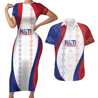 Haiti Football Les Grenadiers Personalized Couples Matching Short Sleeve Bodycon Dress and Hawaiian Shirt Voodoo Veve Papa Legba - Wonder Print Shop