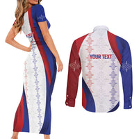 Haiti Football Les Grenadiers Personalized Couples Matching Short Sleeve Bodycon Dress and Long Sleeve Button Shirt Voodoo Veve Papa Legba - Wonder Print Shop