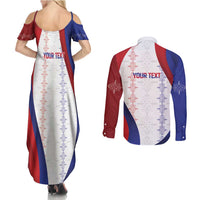 Haiti Football Les Grenadiers Personalized Couples Matching Summer Maxi Dress and Long Sleeve Button Shirt Voodoo Veve Papa Legba - Wonder Print Shop