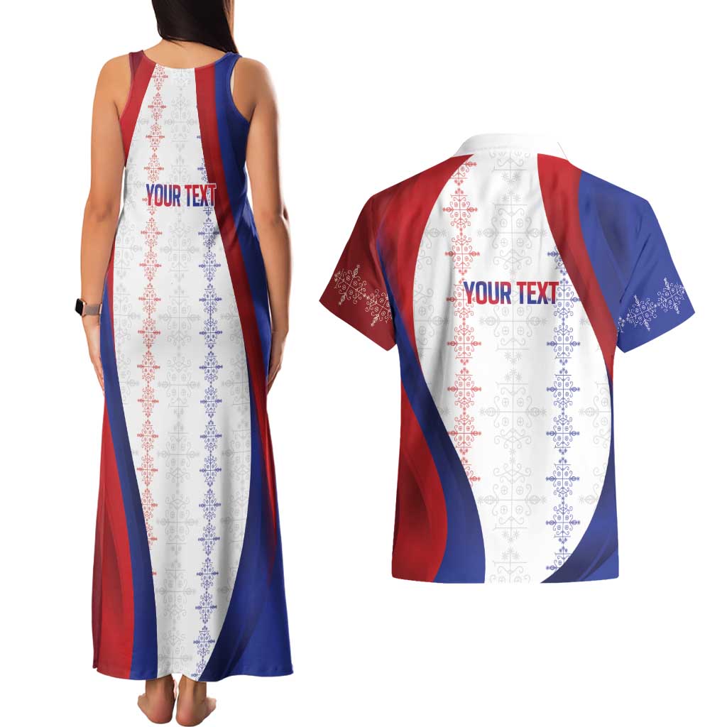 Haiti Football Les Grenadiers Personalized Couples Matching Tank Maxi Dress and Hawaiian Shirt Voodoo Veve Papa Legba - Wonder Print Shop