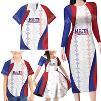 Haiti Football Les Grenadiers Personalized Family Matching Long Sleeve Bodycon Dress and Hawaiian Shirt Voodoo Veve Papa Legba - Wonder Print Shop