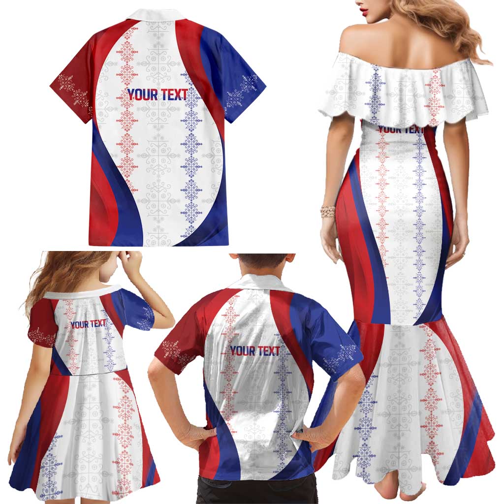 Haiti Football Les Grenadiers Personalized Family Matching Mermaid Dress and Hawaiian Shirt Voodoo Veve Papa Legba - Wonder Print Shop