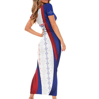 Haiti Football Les Grenadiers Personalized Family Matching Short Sleeve Bodycon Dress and Hawaiian Shirt Voodoo Veve Papa Legba - Wonder Print Shop