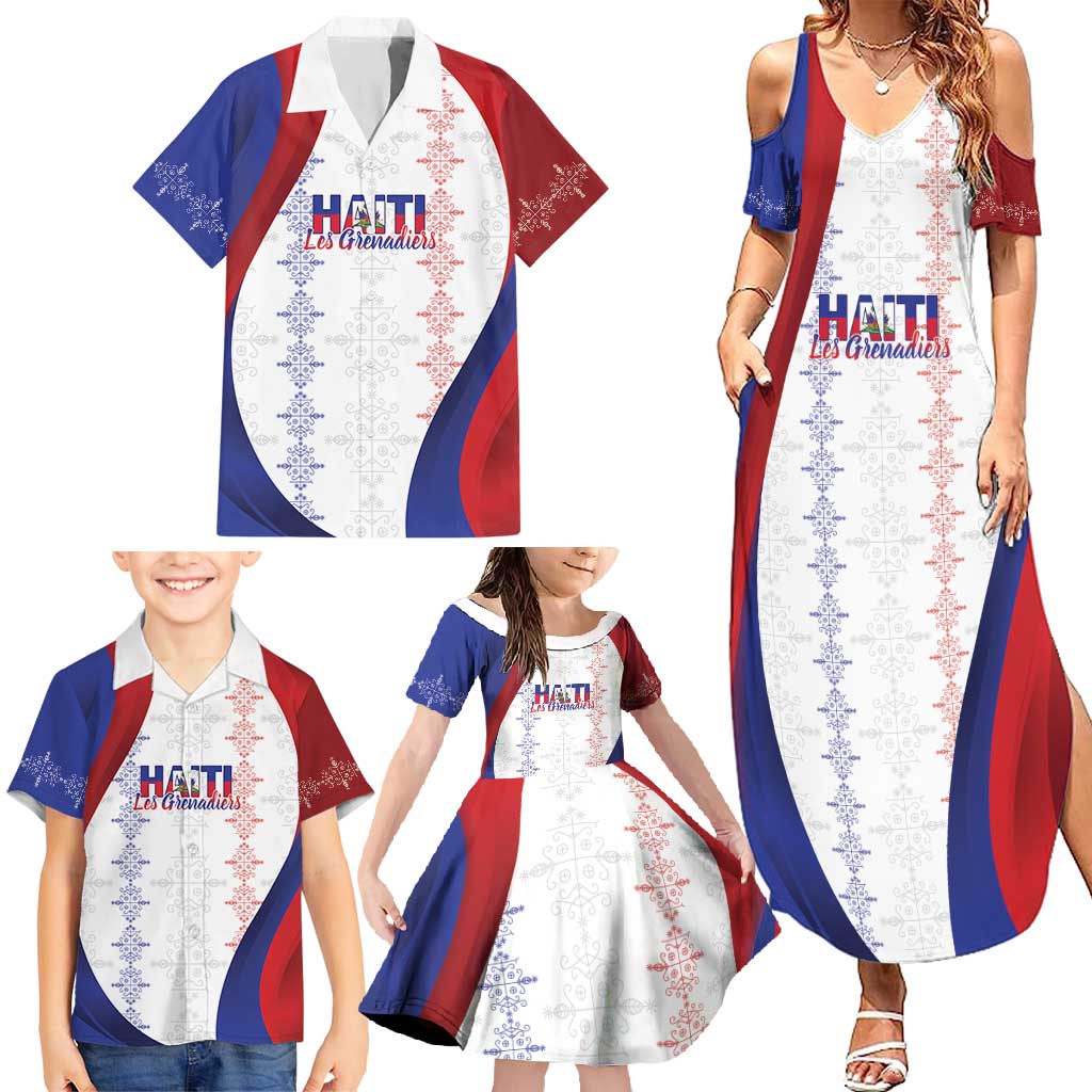 Haiti Football Les Grenadiers Personalized Family Matching Summer Maxi Dress and Hawaiian Shirt Voodoo Veve Papa Legba - Wonder Print Shop