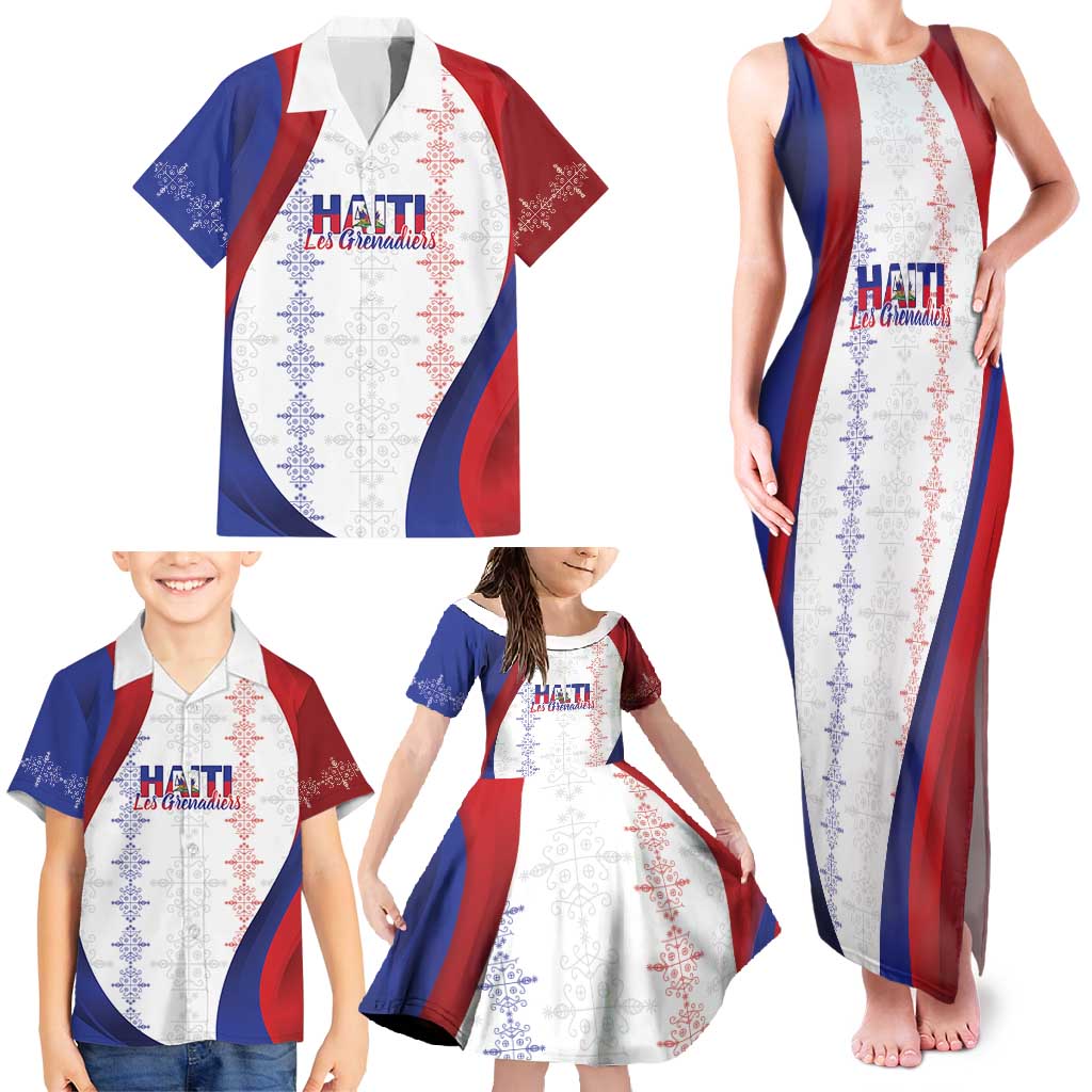 Haiti Football Les Grenadiers Personalized Family Matching Tank Maxi Dress and Hawaiian Shirt Voodoo Veve Papa Legba - Wonder Print Shop