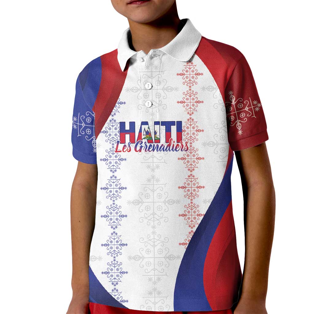 Haiti Football Les Grenadiers Personalized Kid Polo Shirt Voodoo Veve Papa Legba - Wonder Print Shop