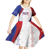 Haiti Football Les Grenadiers Personalized Kid Short Sleeve Dress Voodoo Veve Papa Legba - Wonder Print Shop