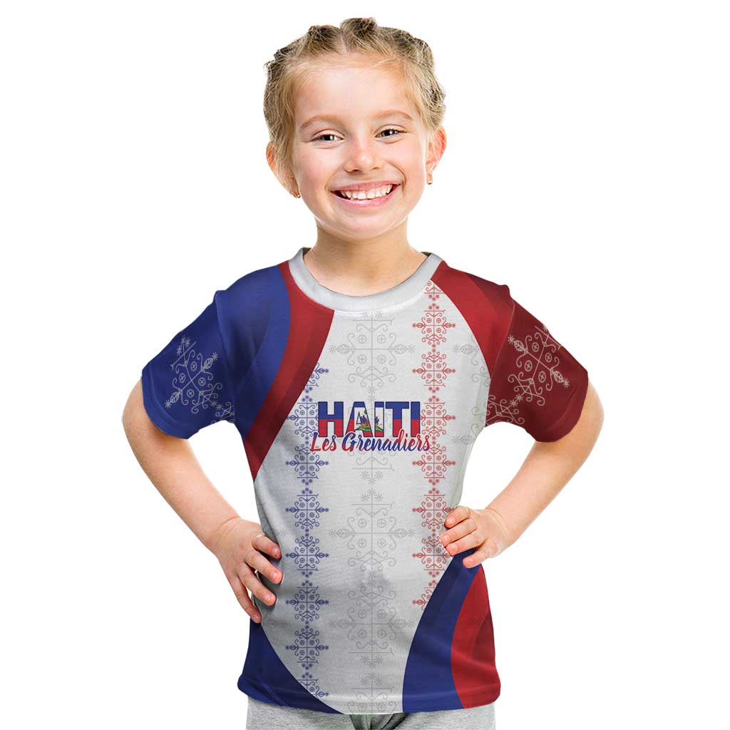 Haiti Football Les Grenadiers Personalized Kid T Shirt Voodoo Veve Papa Legba - Wonder Print Shop