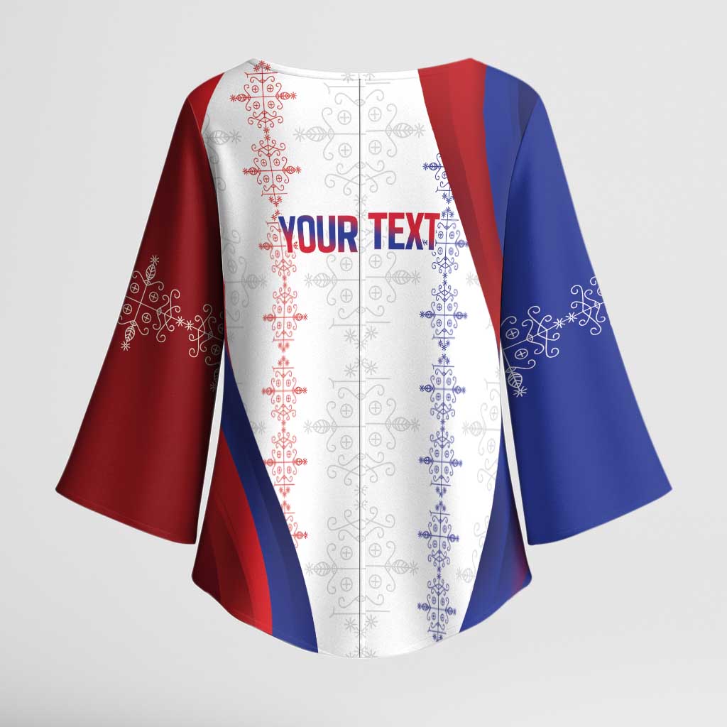 Haiti Football Les Grenadiers Personalized Kimono Sleeve Blouse Voodoo Veve Papa Legba - Wonder Print Shop