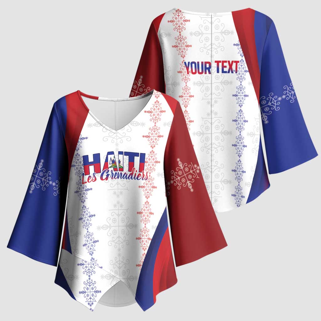 Haiti Football Les Grenadiers Personalized Kimono Sleeve Blouse Voodoo Veve Papa Legba - Wonder Print Shop