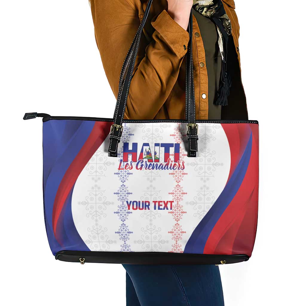 Haiti Football Les Grenadiers Personalized Leather Tote Bag Voodoo Veve Papa Legba - Wonder Print Shop