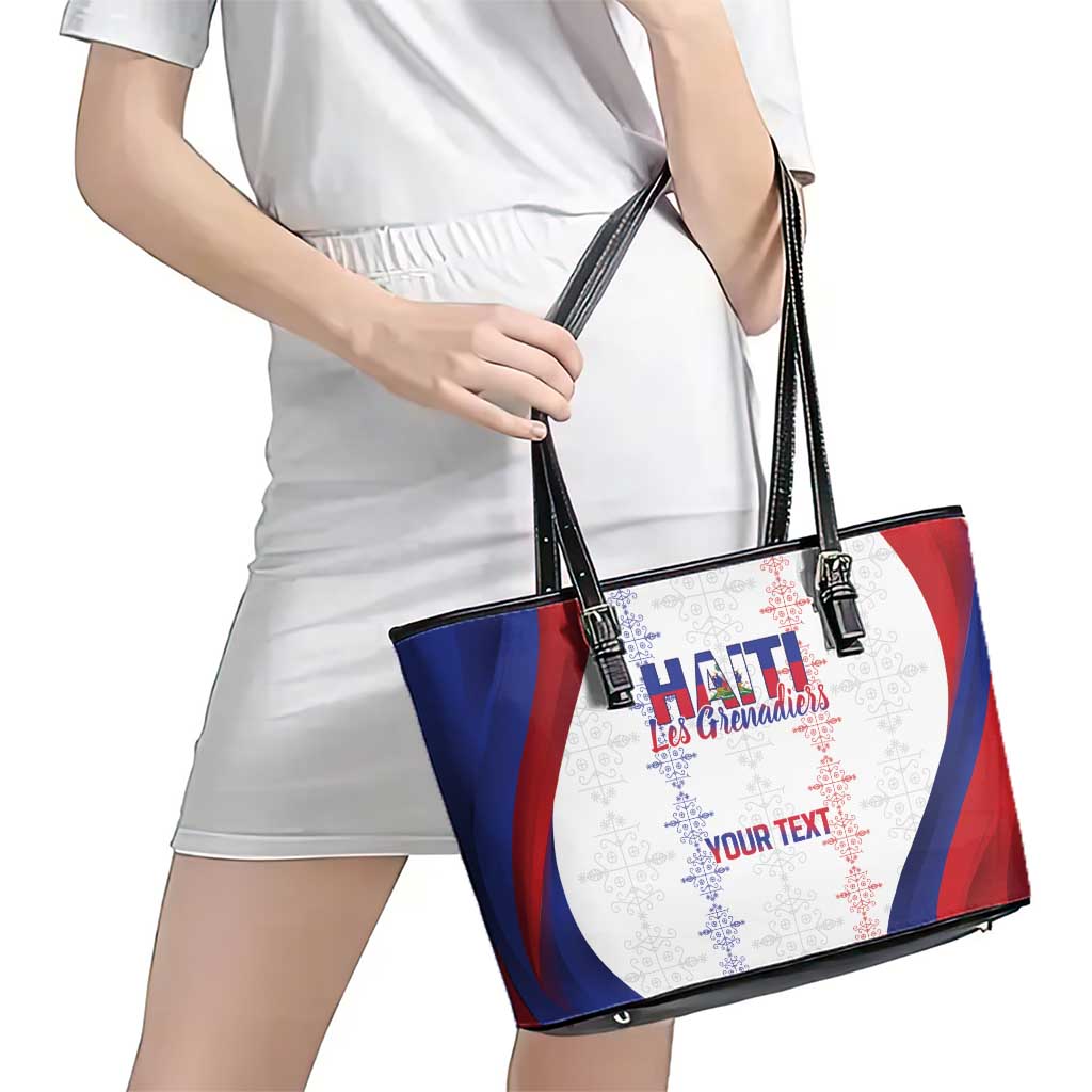 Haiti Football Les Grenadiers Personalized Leather Tote Bag Voodoo Veve Papa Legba - Wonder Print Shop