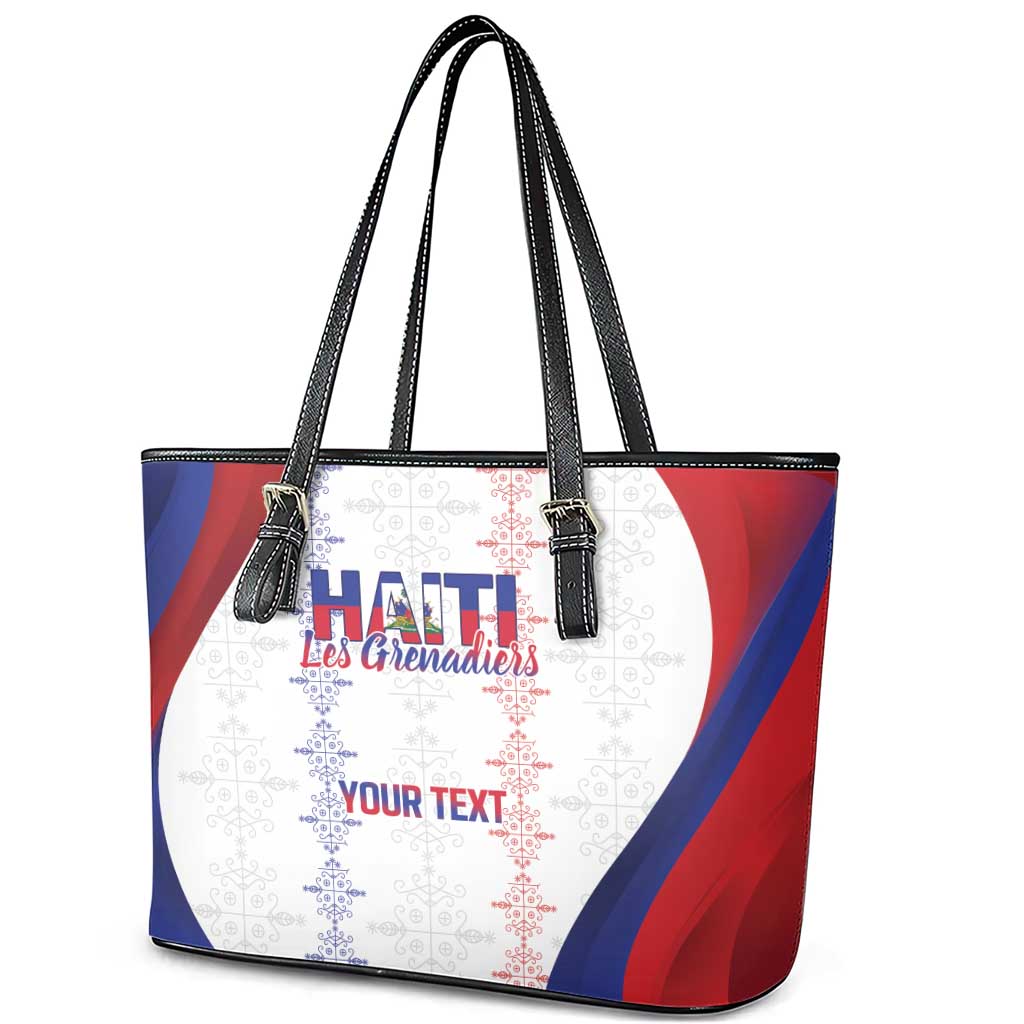 Haiti Football Les Grenadiers Personalized Leather Tote Bag Voodoo Veve Papa Legba - Wonder Print Shop