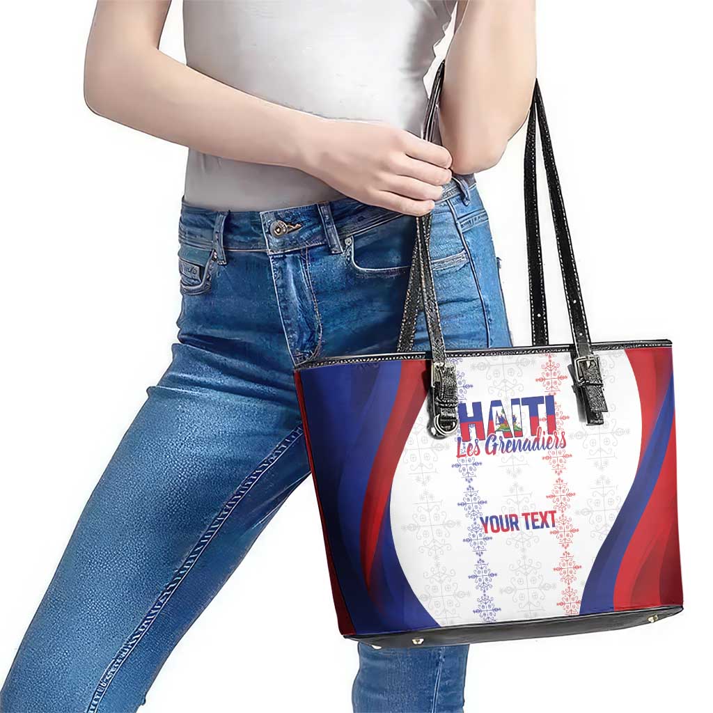 Haiti Football Les Grenadiers Personalized Leather Tote Bag Voodoo Veve Papa Legba - Wonder Print Shop