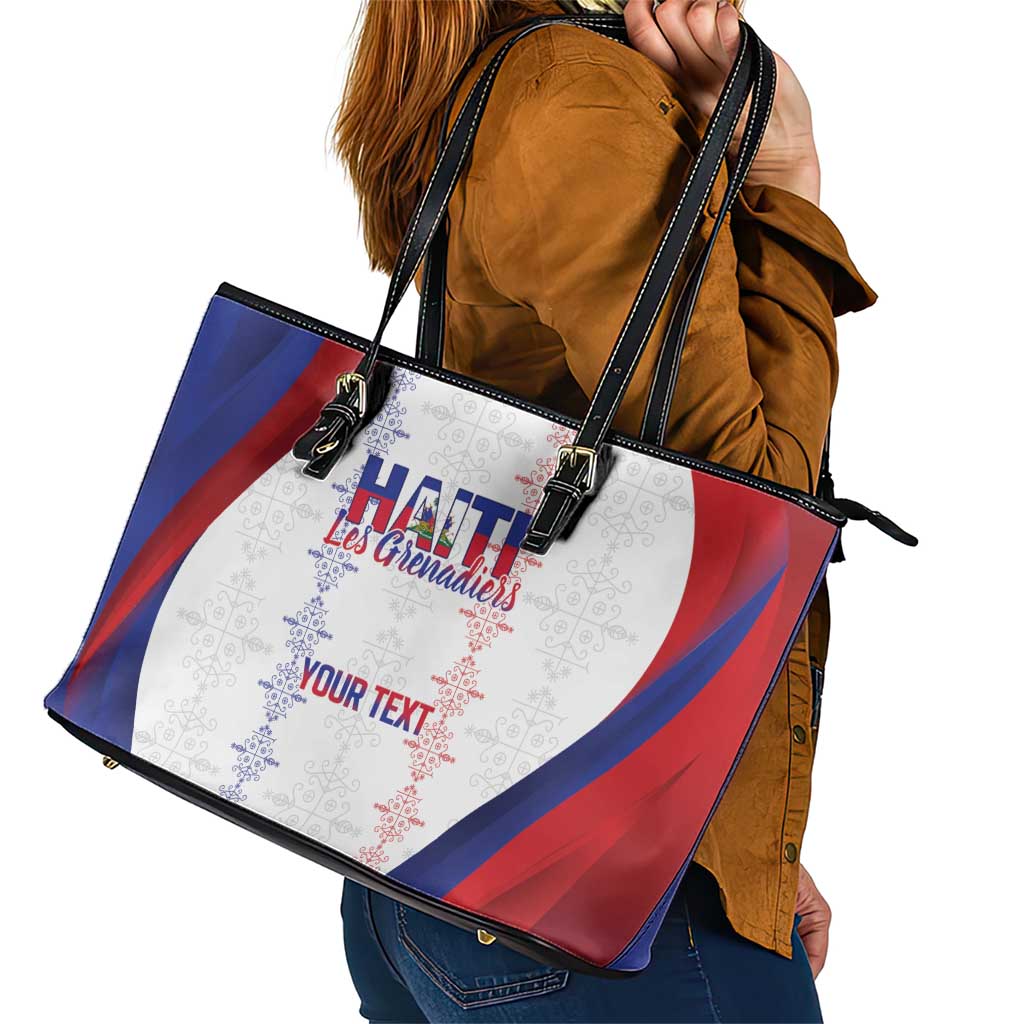 Haiti Football Les Grenadiers Personalized Leather Tote Bag Voodoo Veve Papa Legba - Wonder Print Shop