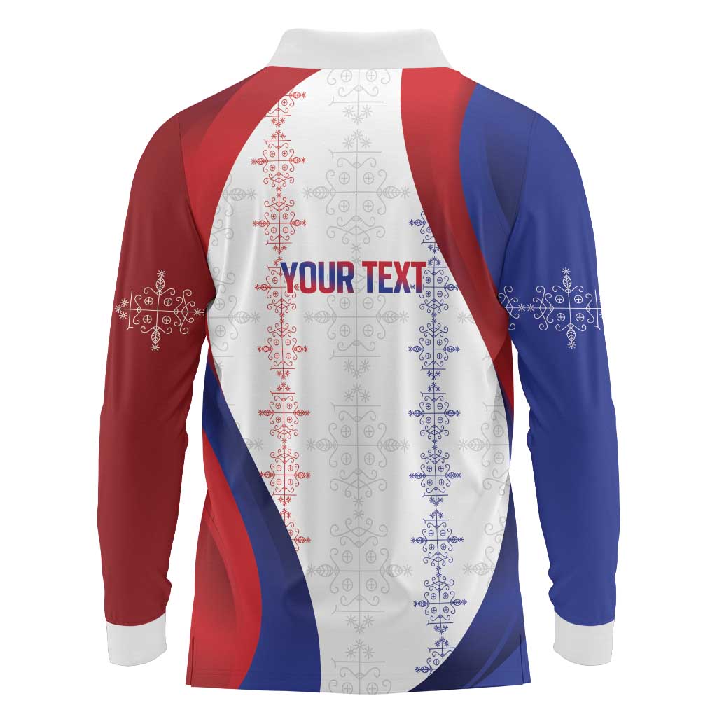 Haiti Football Les Grenadiers Personalized Long Sleeve Polo Shirt Voodoo Veve Papa Legba - Wonder Print Shop