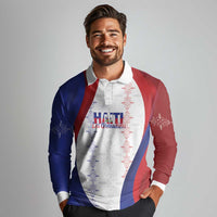 Haiti Football Les Grenadiers Personalized Long Sleeve Polo Shirt Voodoo Veve Papa Legba - Wonder Print Shop