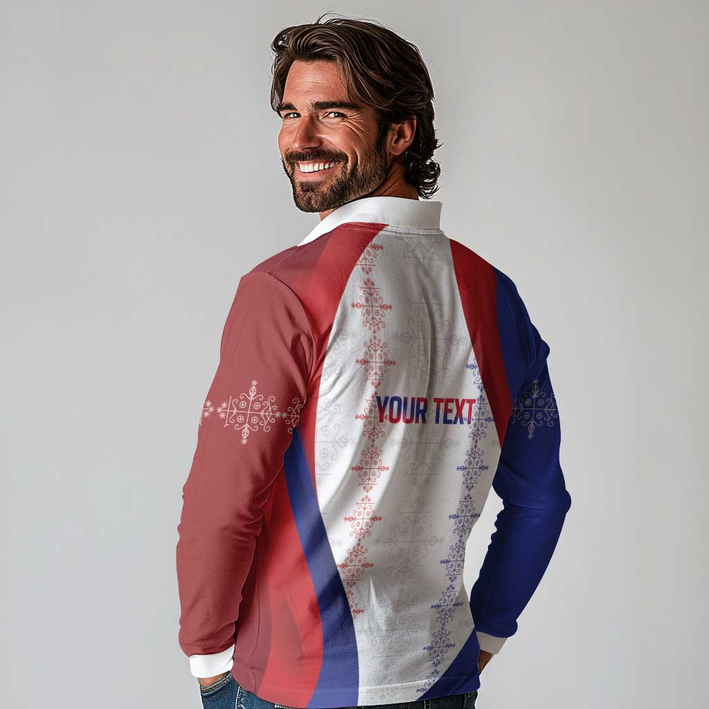 Haiti Football Les Grenadiers Personalized Long Sleeve Polo Shirt Voodoo Veve Papa Legba - Wonder Print Shop