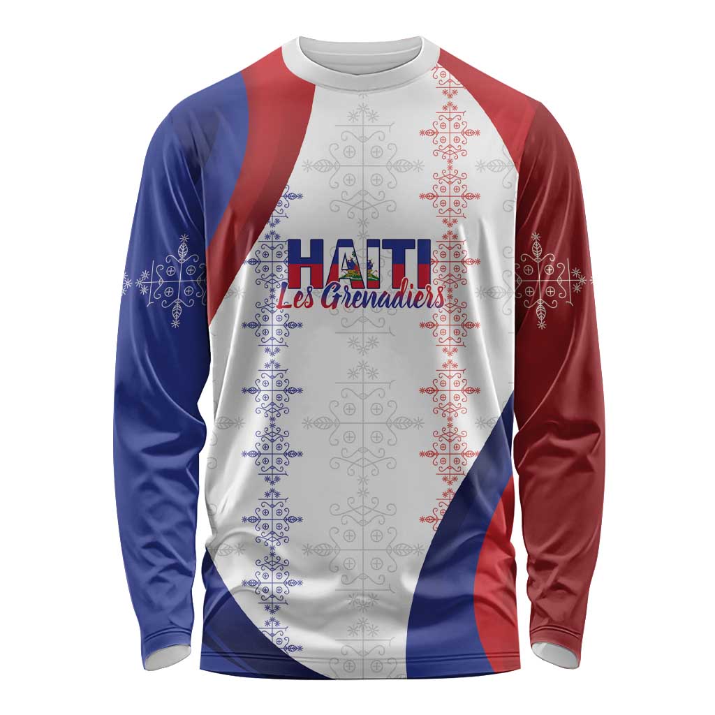 Haiti Football Les Grenadiers Personalized Long Sleeve Shirt Voodoo Veve Papa Legba - Wonder Print Shop