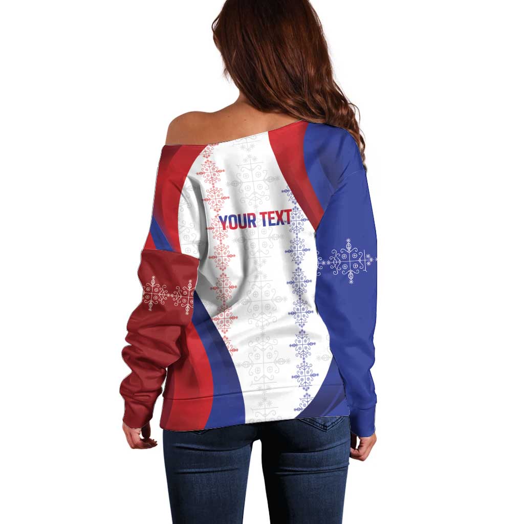 Haiti Football Les Grenadiers Personalized Off Shoulder Sweater Voodoo Veve Papa Legba - Wonder Print Shop