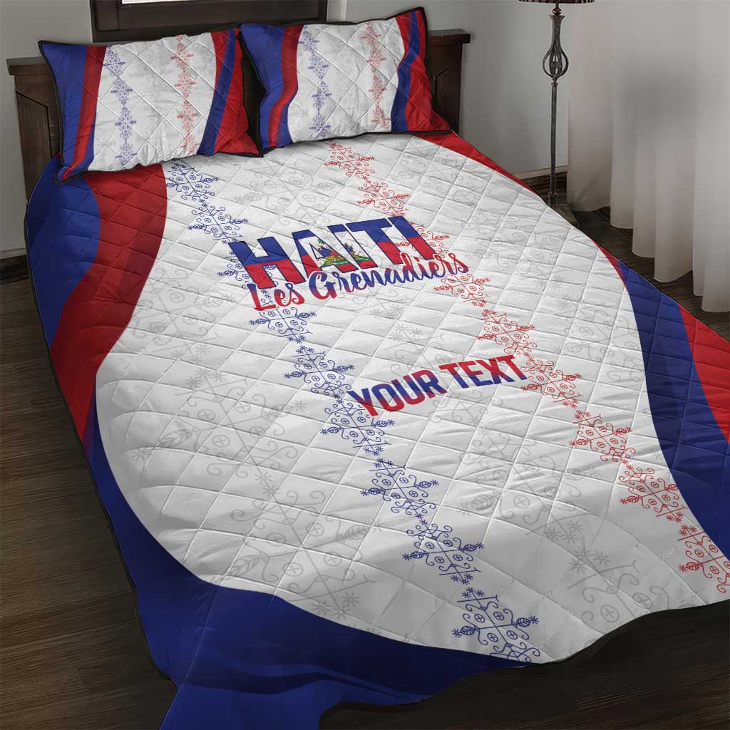 Haiti Football Les Grenadiers Personalized Quilt Bed Set Voodoo Veve Papa Legba - Wonder Print Shop