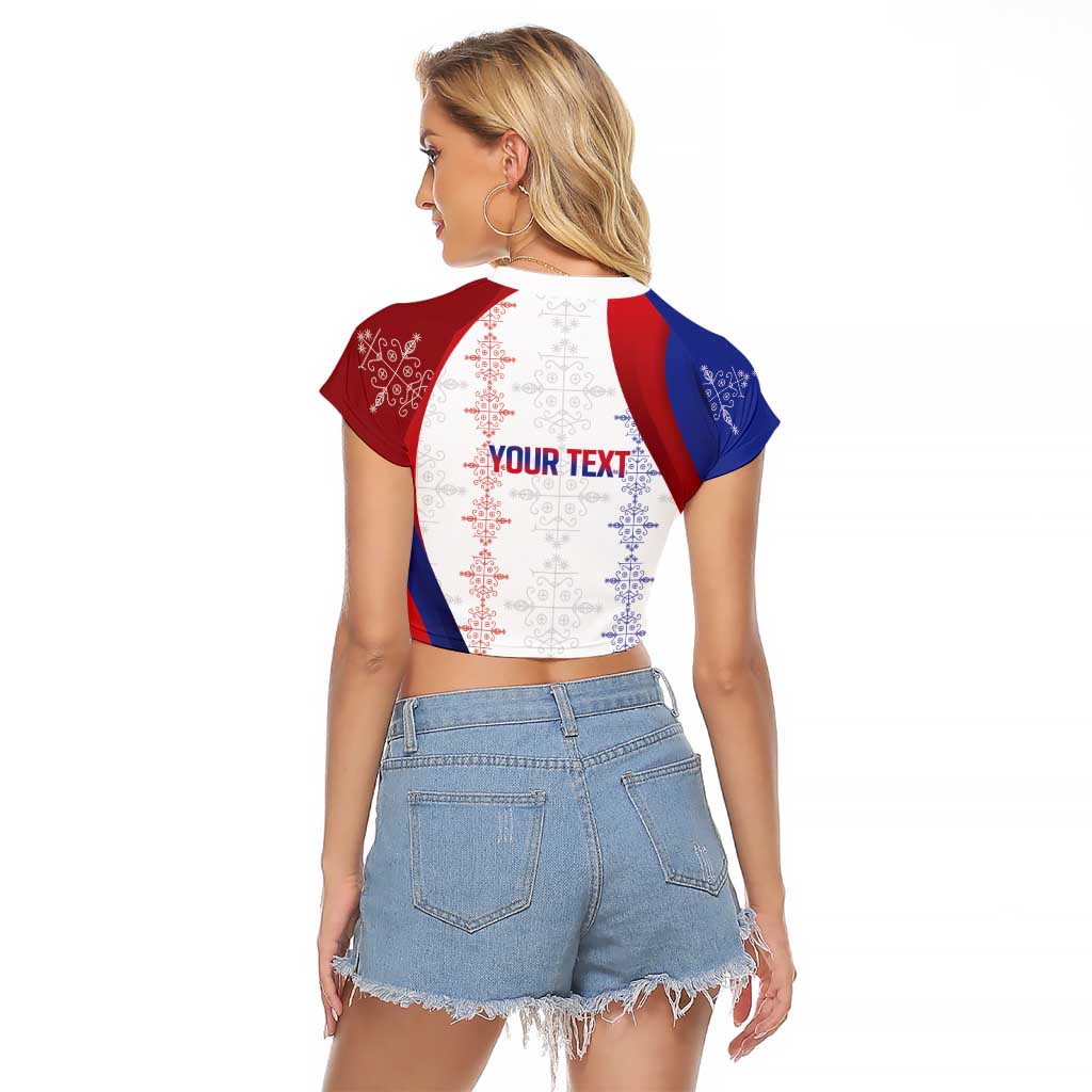 Haiti Football Les Grenadiers Personalized Raglan Cropped T Shirt Voodoo Veve Papa Legba - Wonder Print Shop