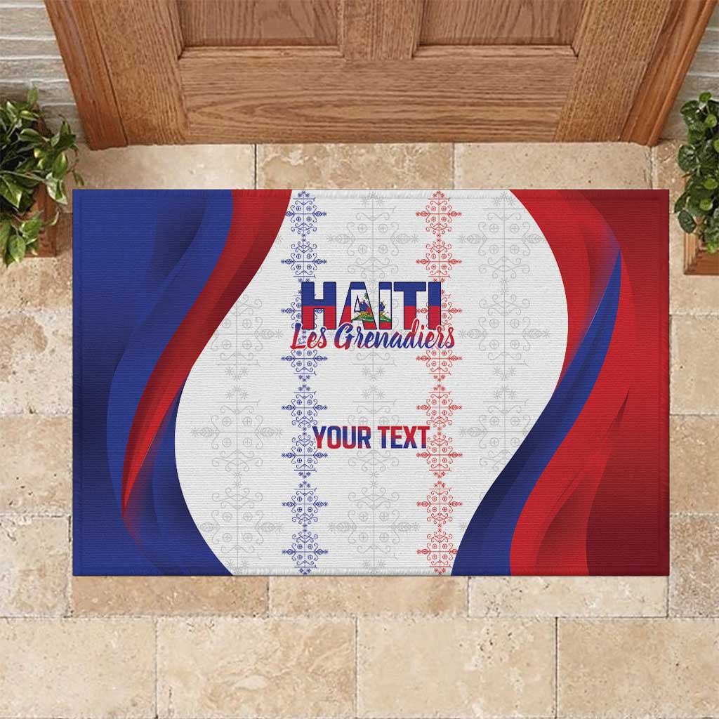 Haiti Football Les Grenadiers Personalized Rubber Doormat Voodoo Veve Papa Legba - Wonder Print Shop