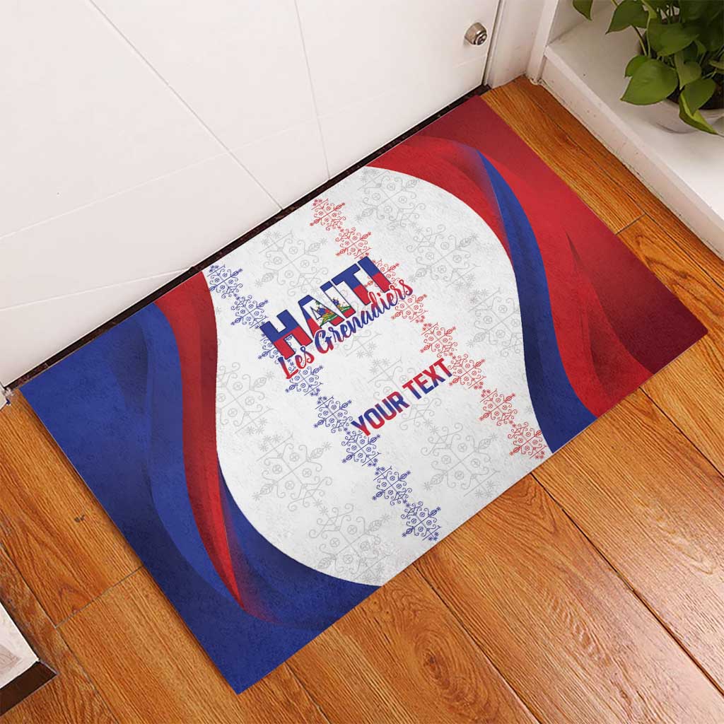 Haiti Football Les Grenadiers Personalized Rubber Doormat Voodoo Veve Papa Legba - Wonder Print Shop