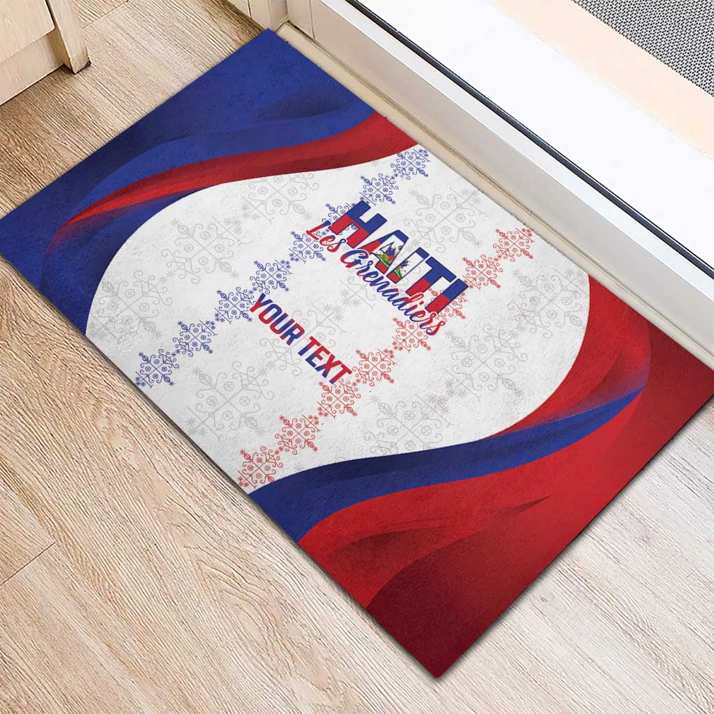 Haiti Football Les Grenadiers Personalized Rubber Doormat Voodoo Veve Papa Legba - Wonder Print Shop