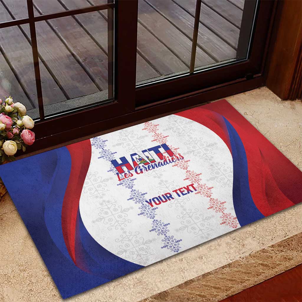 Haiti Football Les Grenadiers Personalized Rubber Doormat Voodoo Veve Papa Legba - Wonder Print Shop