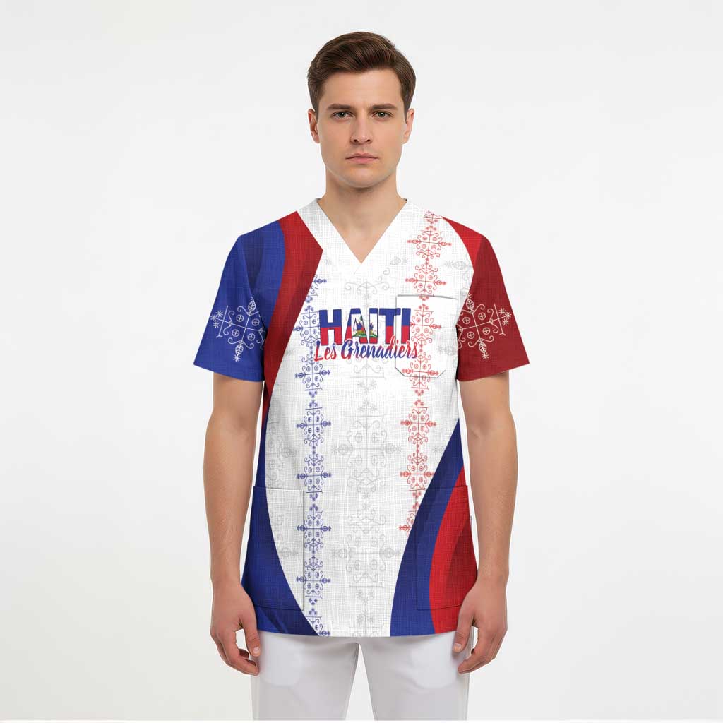 Haiti Football Les Grenadiers Personalized Scrub Top Voodoo Veve Papa Legba - Wonder Print Shop