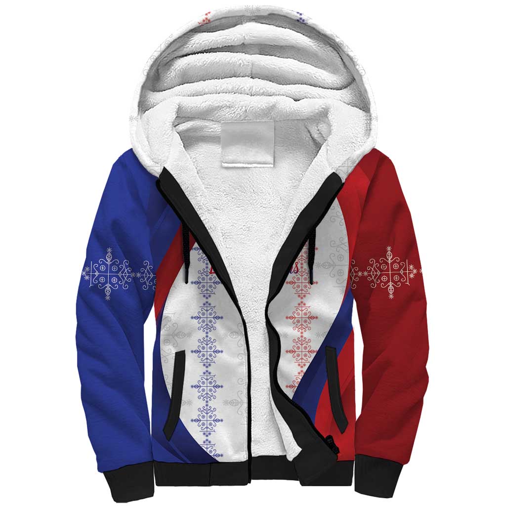 Haiti Football Les Grenadiers Personalized Sherpa Hoodie Voodoo Veve Papa Legba - Wonder Print Shop
