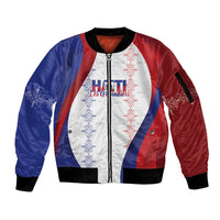 Haiti Football Les Grenadiers Personalized Sleeve Zip Bomber Jacket Voodoo Veve Papa Legba - Wonder Print Shop