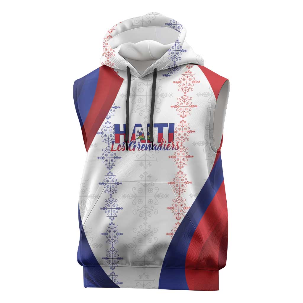 Haiti Football Les Grenadiers Personalized Sleeveless Hoodie Voodoo Veve Papa Legba - Wonder Print Shop