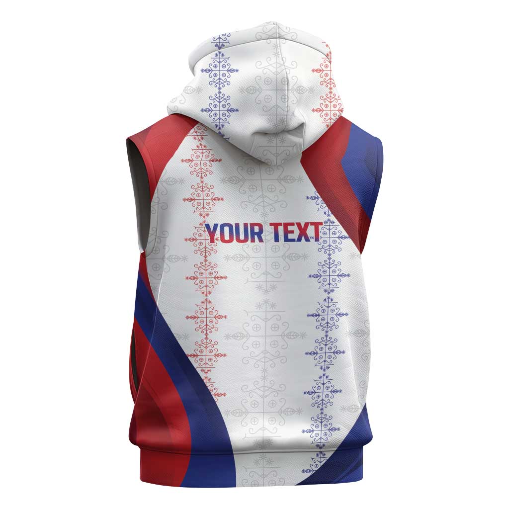 Haiti Football Les Grenadiers Personalized Sleeveless Hoodie Voodoo Veve Papa Legba - Wonder Print Shop