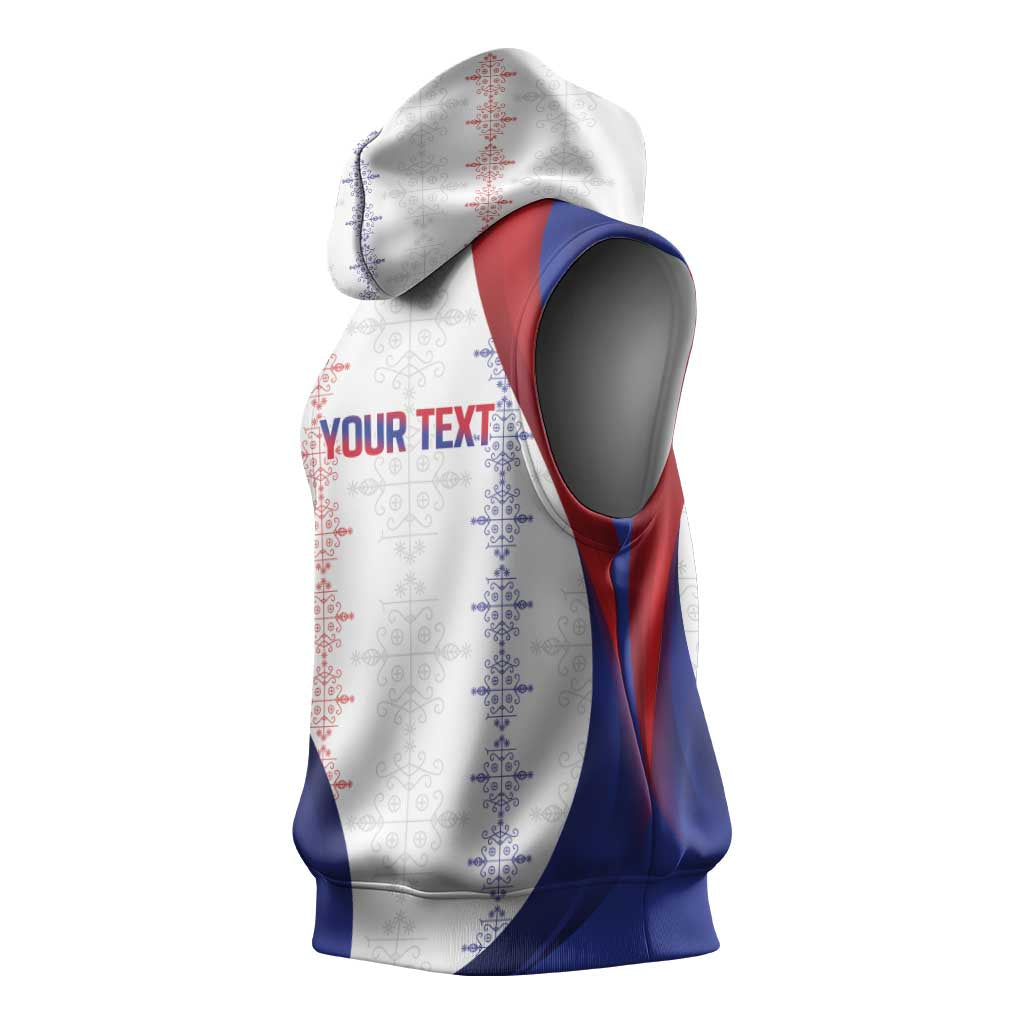 Haiti Football Les Grenadiers Personalized Sleeveless Hoodie Voodoo Veve Papa Legba - Wonder Print Shop