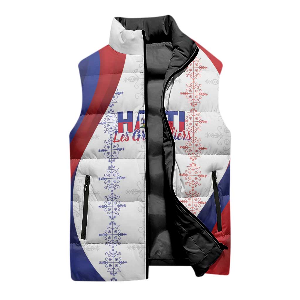 Haiti Football Les Grenadiers Personalized Sleeveless Puffer Jacket Voodoo Veve Papa Legba - Wonder Print Shop