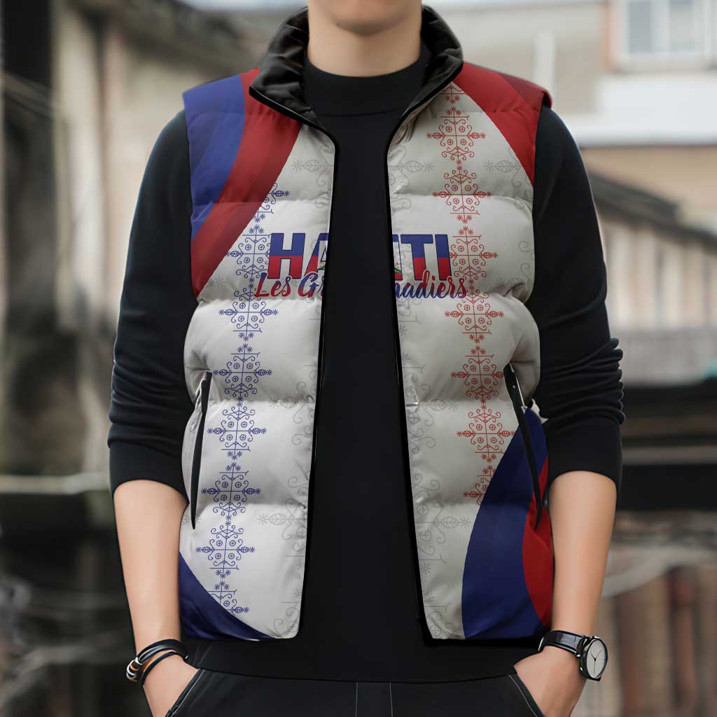 Haiti Football Les Grenadiers Personalized Sleeveless Puffer Jacket Voodoo Veve Papa Legba - Wonder Print Shop