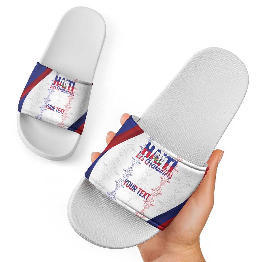 Haiti Football Les Grenadiers Personalized Slide Sandals Voodoo Veve Papa Legba - Wonder Print Shop
