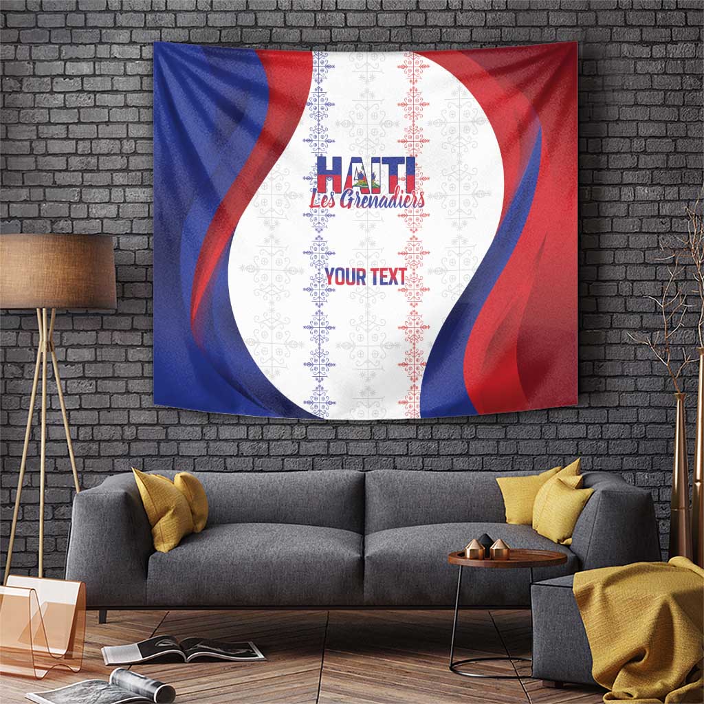 Haiti Football Les Grenadiers Personalized Tapestry Voodoo Veve Papa Legba - Wonder Print Shop