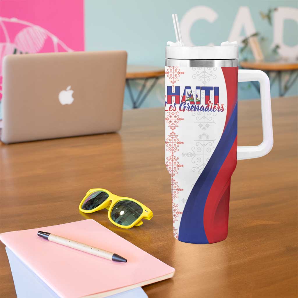 Haiti Football Les Grenadiers Personalized Tumbler With Handle Voodoo Veve Papa Legba - Wonder Print Shop