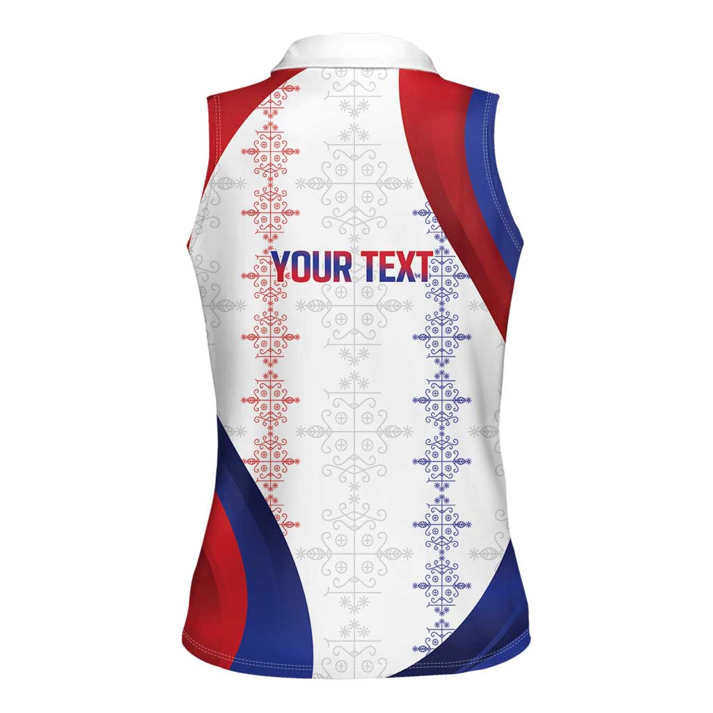 Haiti Football Les Grenadiers Personalized Women Sleeveless Polo Shirt Voodoo Veve Papa Legba - Wonder Print Shop
