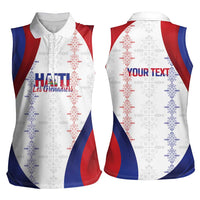 Haiti Football Les Grenadiers Personalized Women Sleeveless Polo Shirt Voodoo Veve Papa Legba - Wonder Print Shop