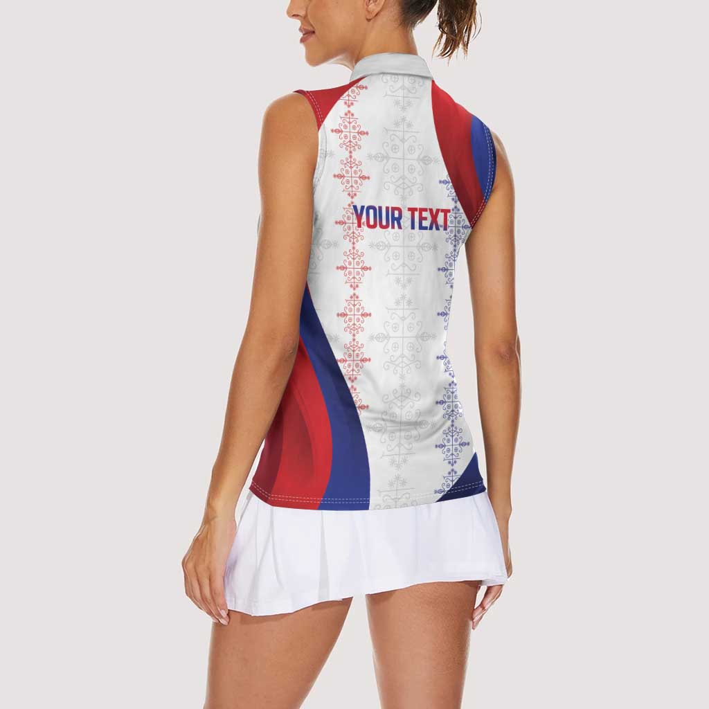 Haiti Football Les Grenadiers Personalized Women Sleeveless Polo Shirt Voodoo Veve Papa Legba - Wonder Print Shop