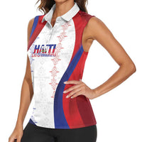 Haiti Football Les Grenadiers Personalized Women Sleeveless Polo Shirt Voodoo Veve Papa Legba - Wonder Print Shop