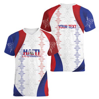 Haiti Football Les Grenadiers Personalized Women V-Neck T-Shirt Voodoo Veve Papa Legba - Wonder Print Shop